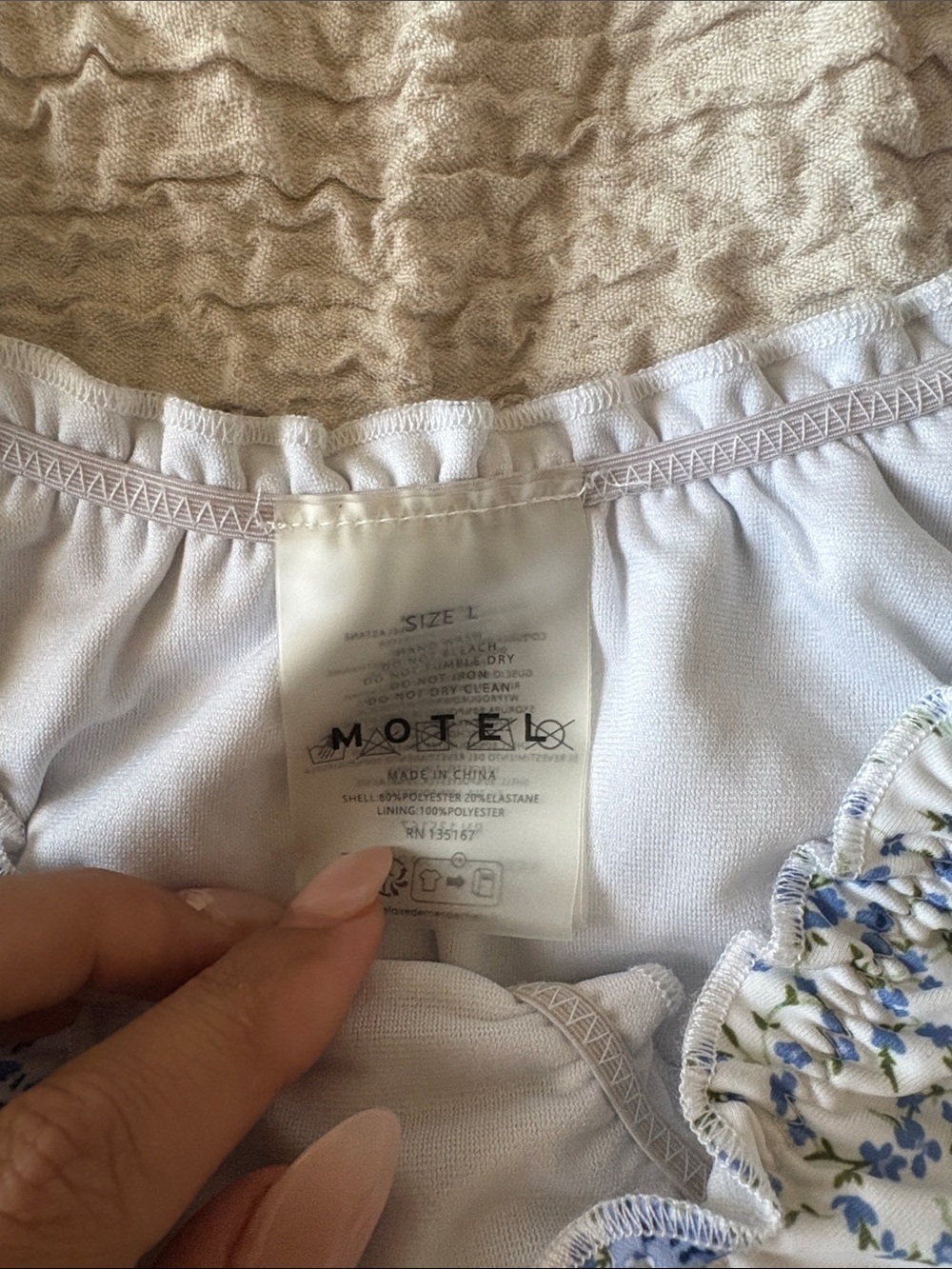 Motel Rocks White & Blue Floral Ruffle Triangle Bikini Set - Picture 2 of 5